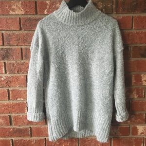Ellen Tracy Eyelash Knit Gray Mock Neck 